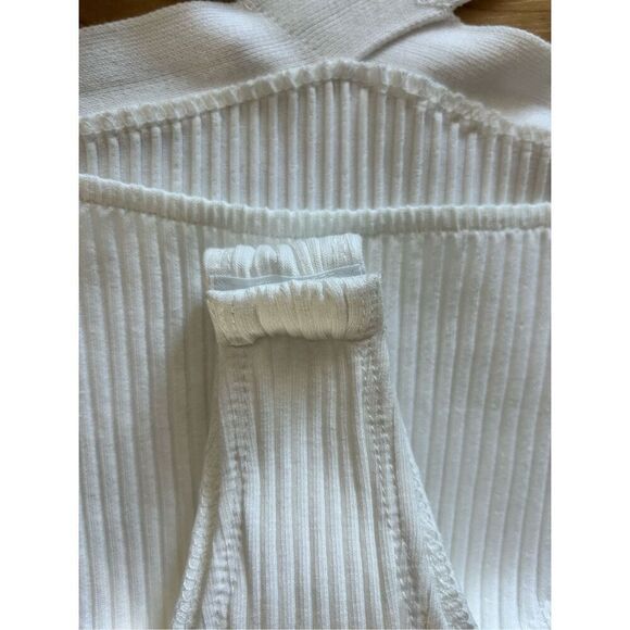 Zara NWT White Ribbed Bodysuit Cutout One Piece Thong Halter Top sz M y2k - Picture 5 of 6